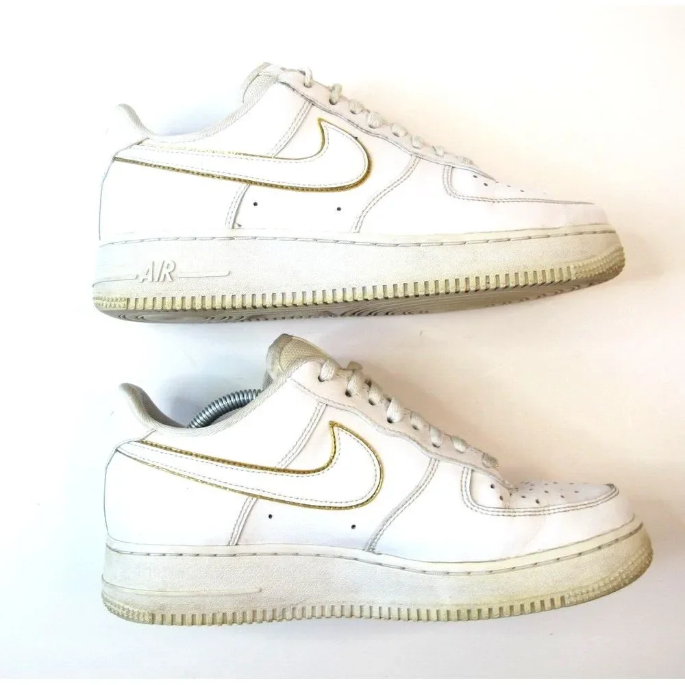 Nike Air‎ Force 1 AO2132-102 Women's White Gold Low Top Sneakers